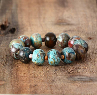 Natural Stone Yoga Blue Ocean Jasper Wrap Bracelet-Your Soul Place